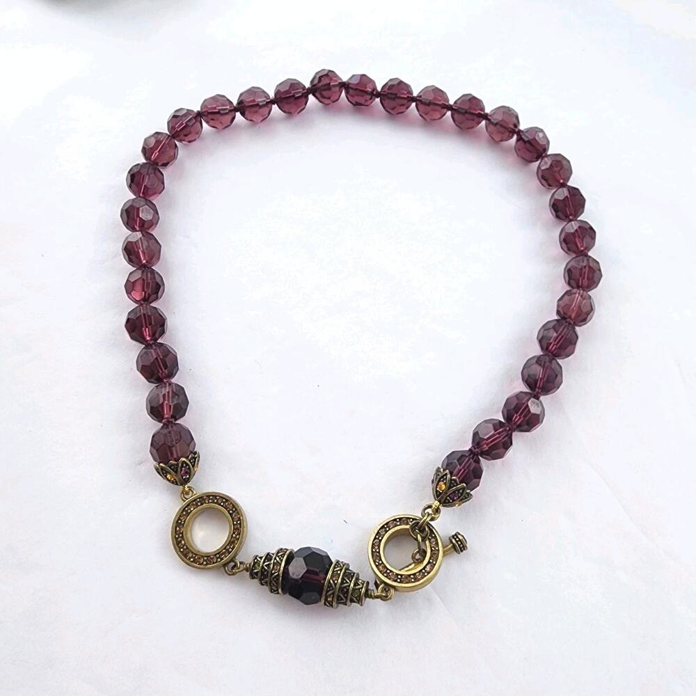HEIDI DAUS Long Purple Crystal Beaded Formal Necklace Retired 24" Layering